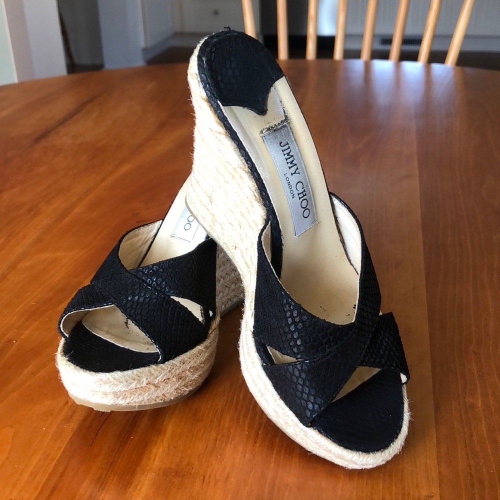 Black snake embossed Jimmy Choo Wedges Size 39